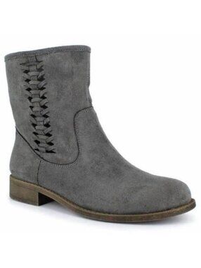 Dolce Mojo Ankle Boots 6.5 Womens Jody Gray Suede Mid Block Heel Slip On Shoes